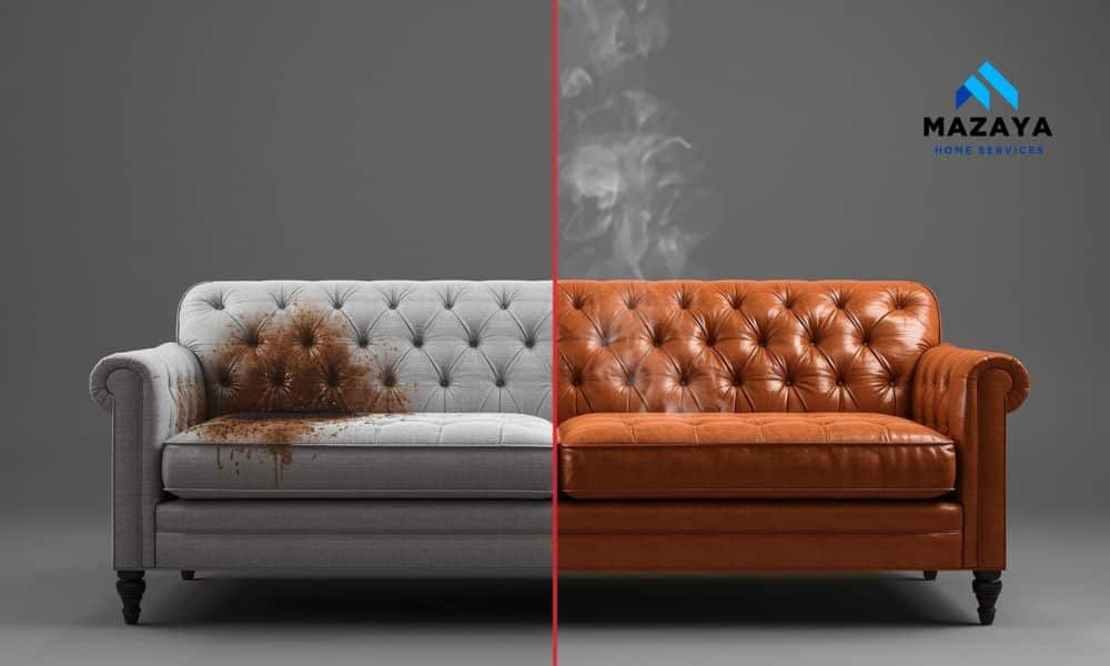 قبل وبعد تنظيف الكنب بالفجيرة